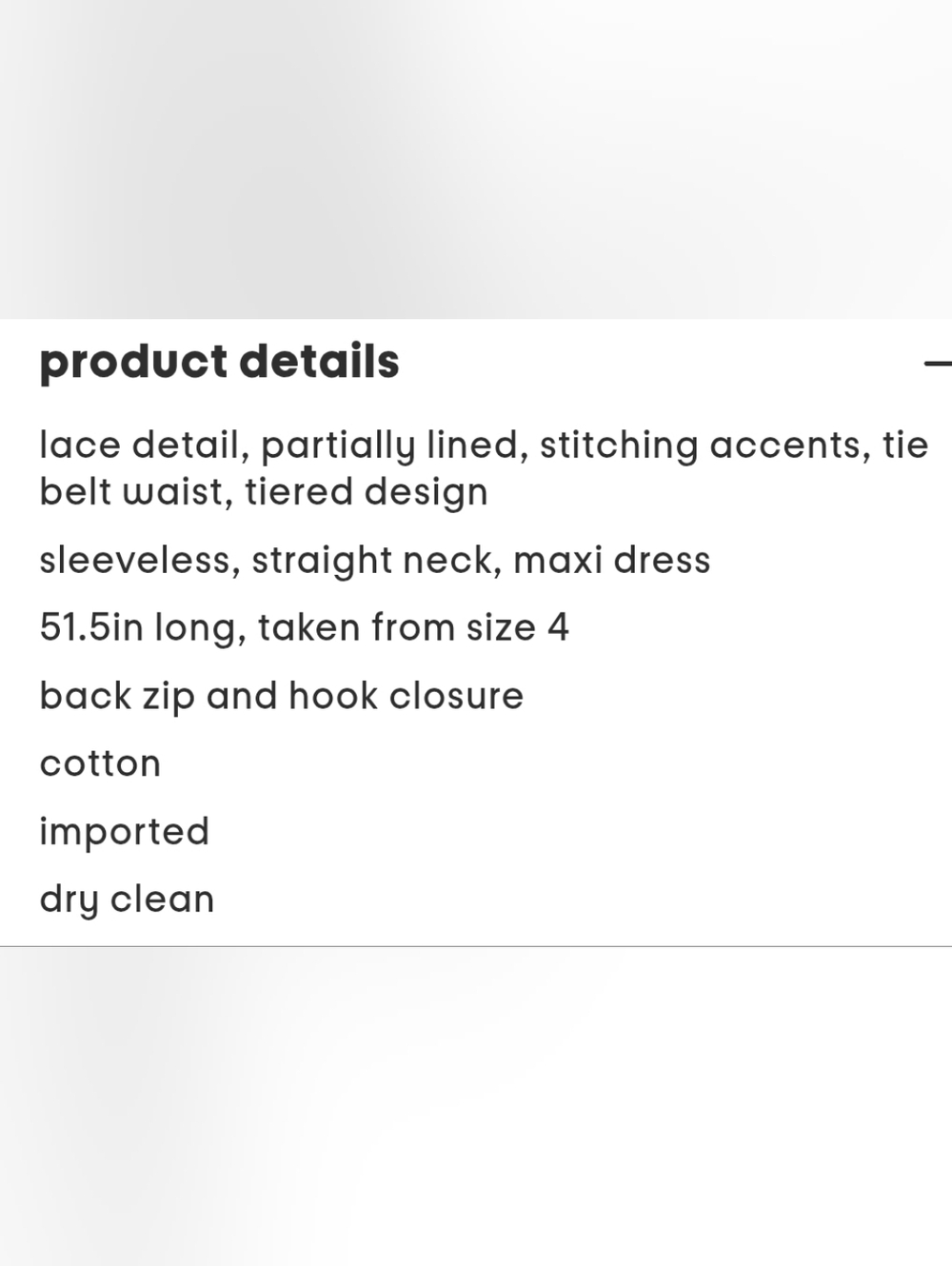 NWT- Anne Klein Lace Detail Cotton Tie Belt Stitching Accents Maxi Dress-Size 14 - Picture 4 of 16
